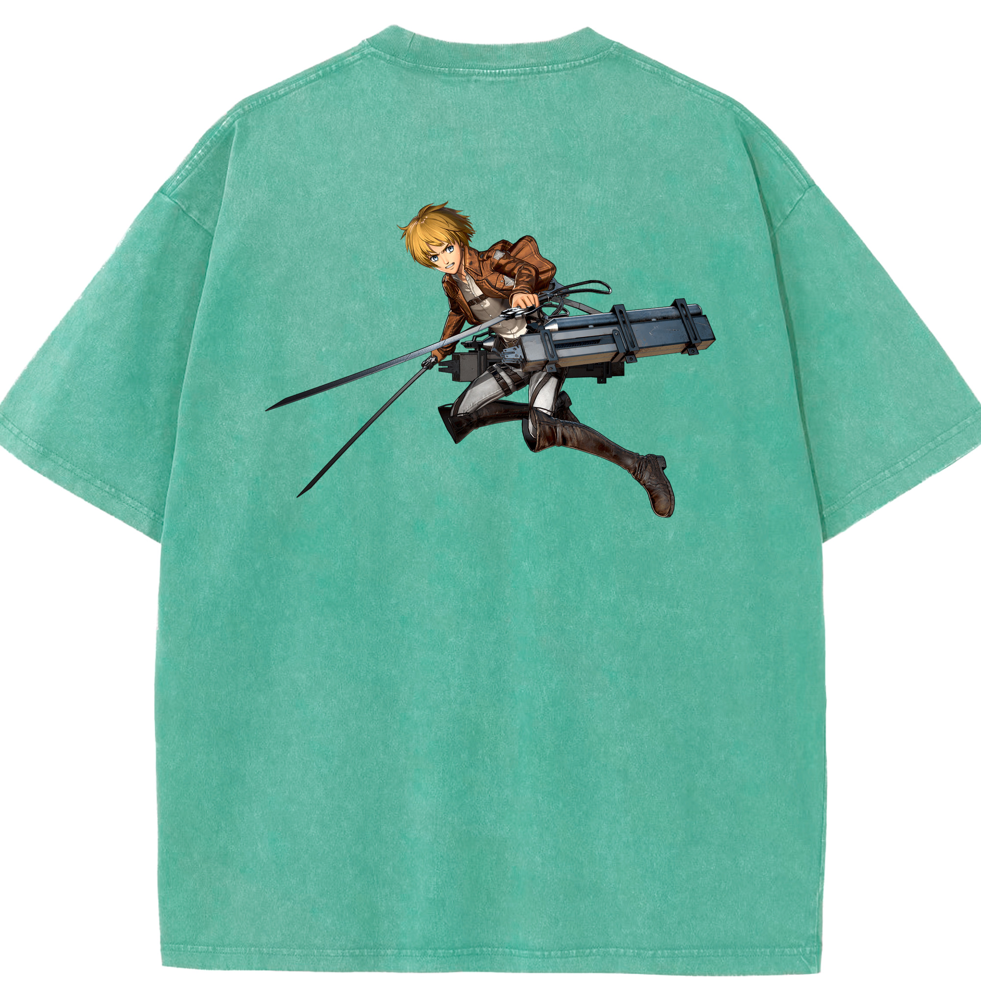 （画像用） 進撃の巨人 アルミン·アルレルト Attack on Titan Armin Arlert 綿100% ヴィンテージ風 半袖Tシャツ（背面プリント）